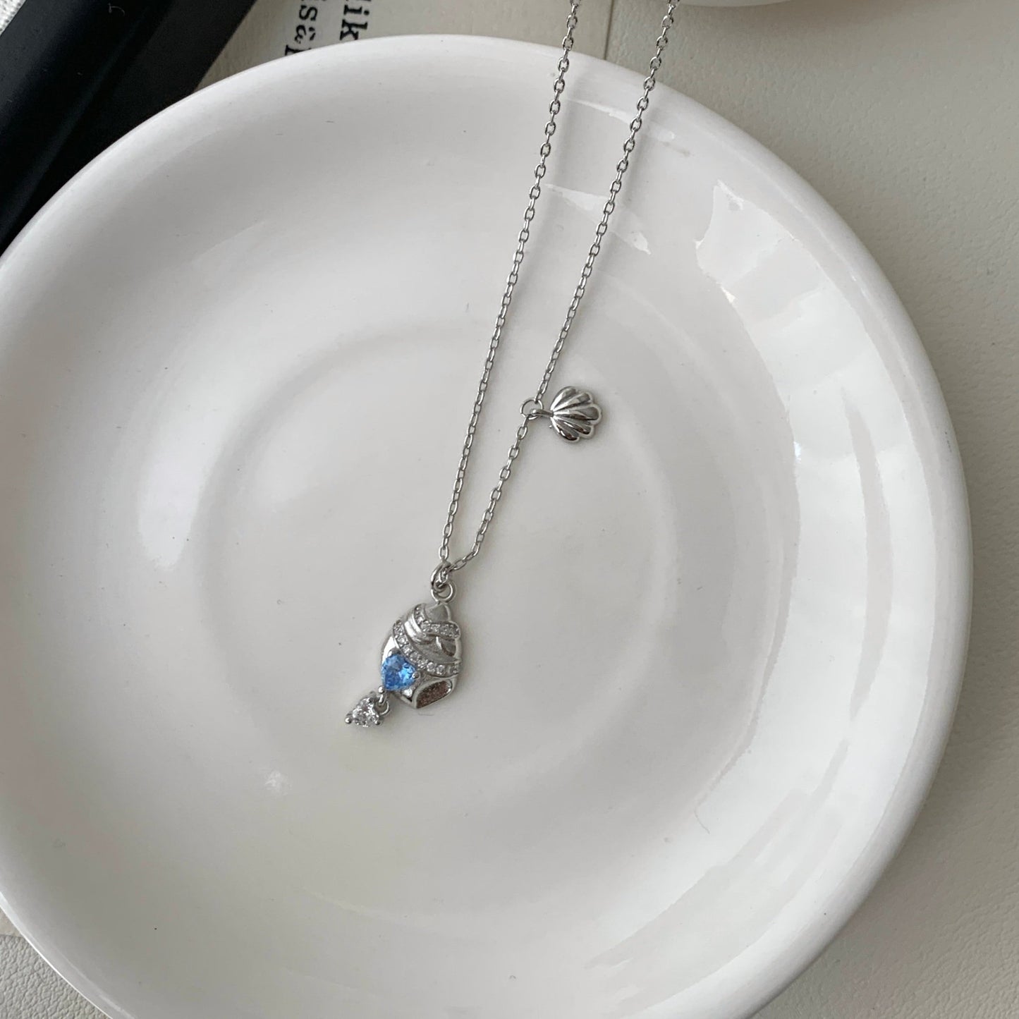 Seascape Blue Heart Necklace - Gold Plated - Abbott Atelier