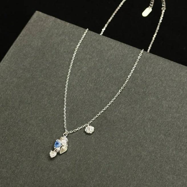 Seascape Blue Heart Necklace - Gold Plated - Abbott Atelier