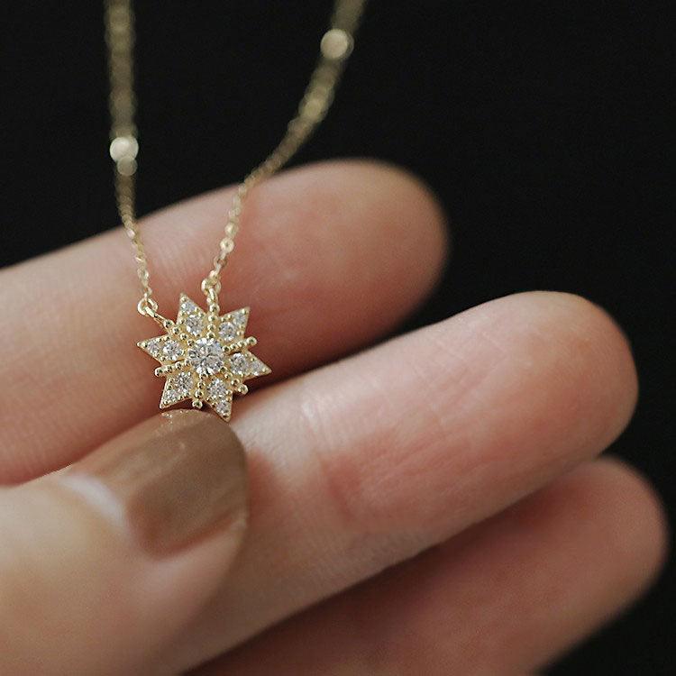 Snowflake Necklace (Solid Silver) - Hypoallergenic - Abbott Atelier