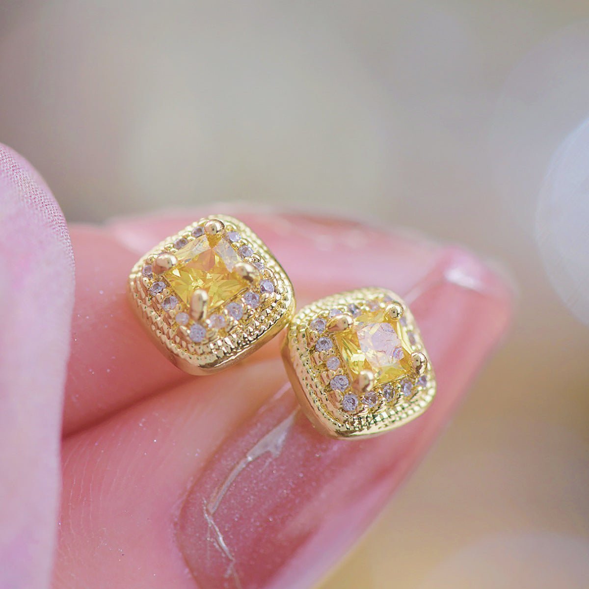 Sunlight Halo Stud Earrings - Gold Plated - Abbott Atelier