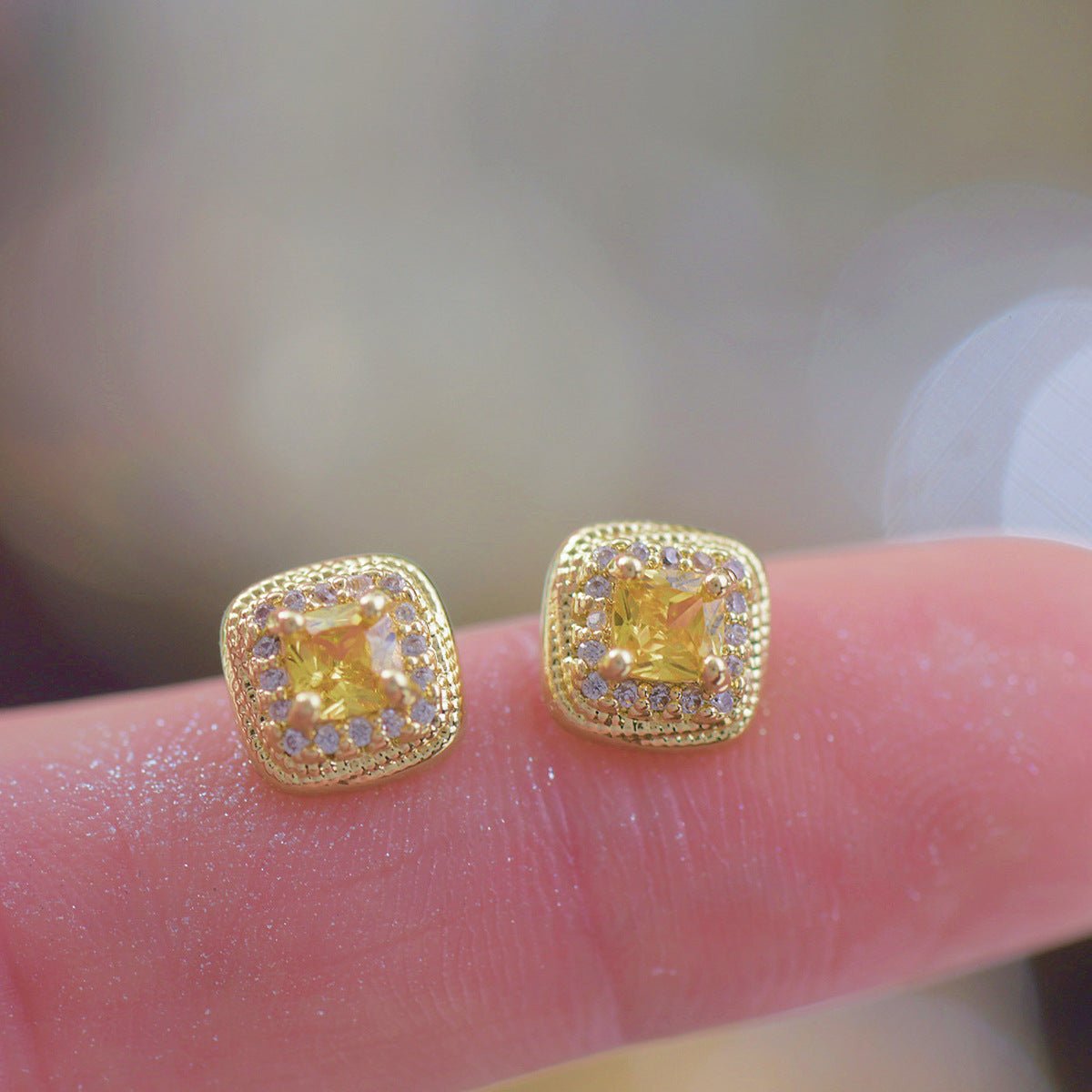 Sunlight Halo Stud Earrings - Gold Plated - Abbott Atelier