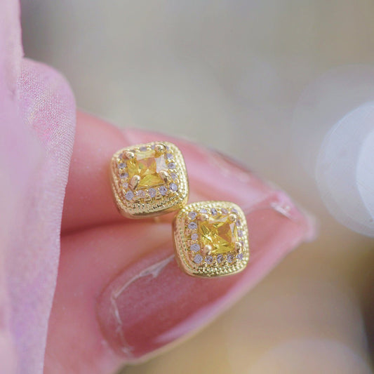 Sunlight Halo Stud Earrings - Gold Plated - Abbott Atelier
