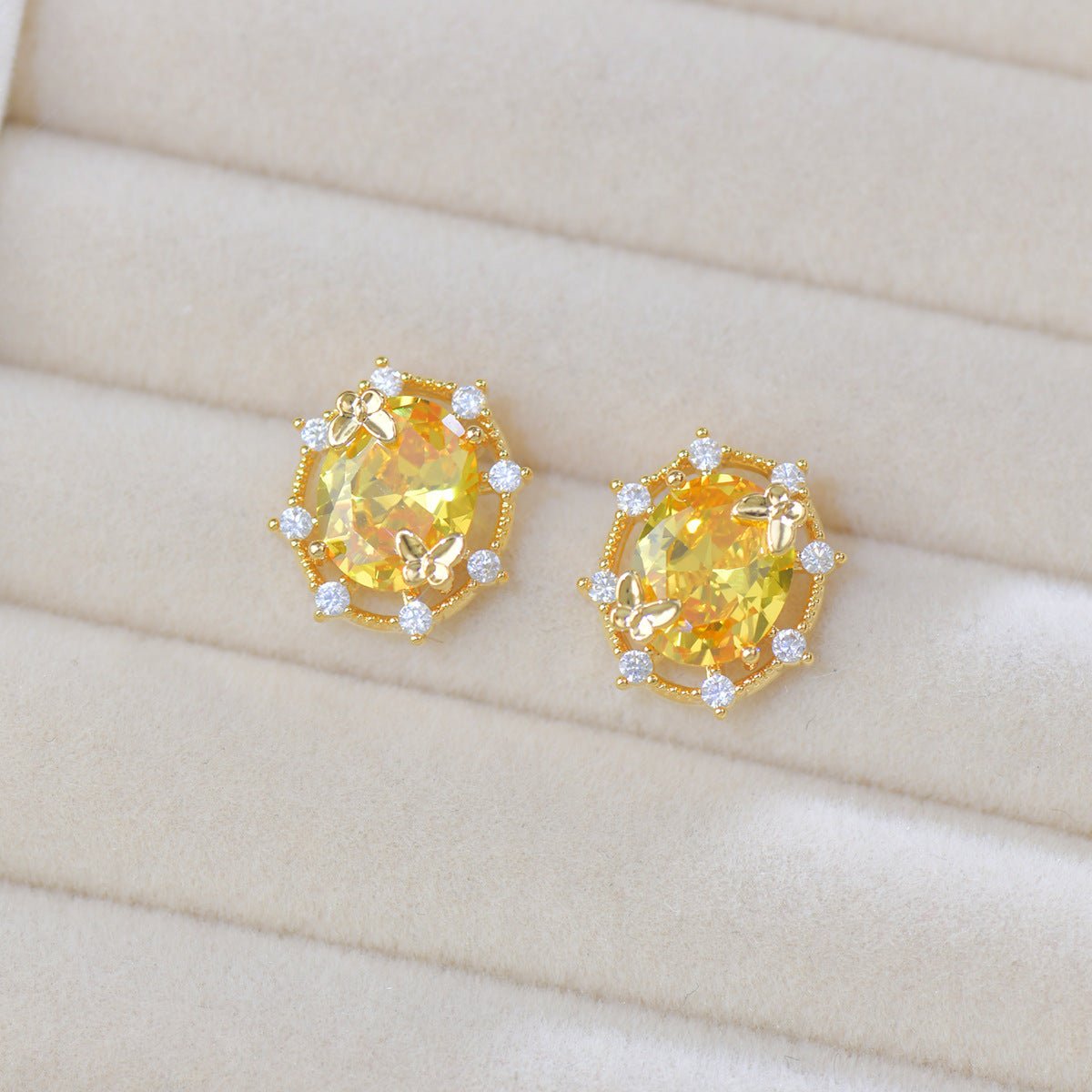 Sunshine Butterfly Stud Earrings - Gold Plated - Abbott Atelier