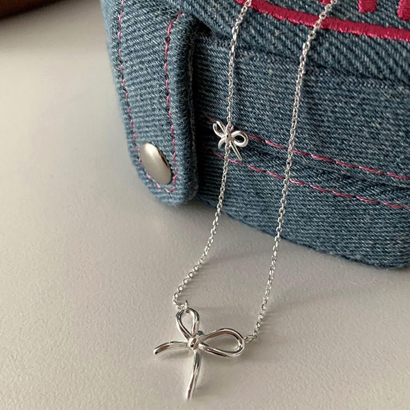 Sweet Knot Bow Necklace - Gold Plated - Abbott Atelier