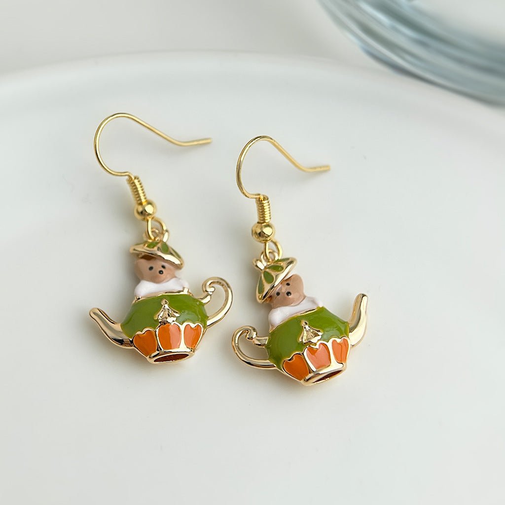 Teddy at Tea Time Earrings - Hypoallergenic - Abbott Atelier