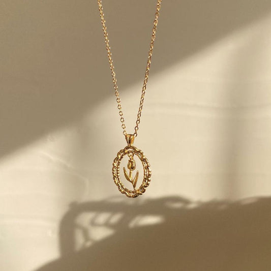 Vintage Tulip Necklace (Solid Silver) - Hypoallergenic - Abbott Atelier