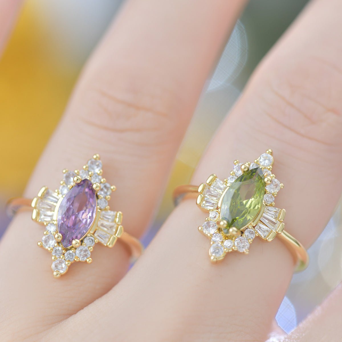 Violet Art Deco Ring - Gold - Plated - Abbott Atelier
