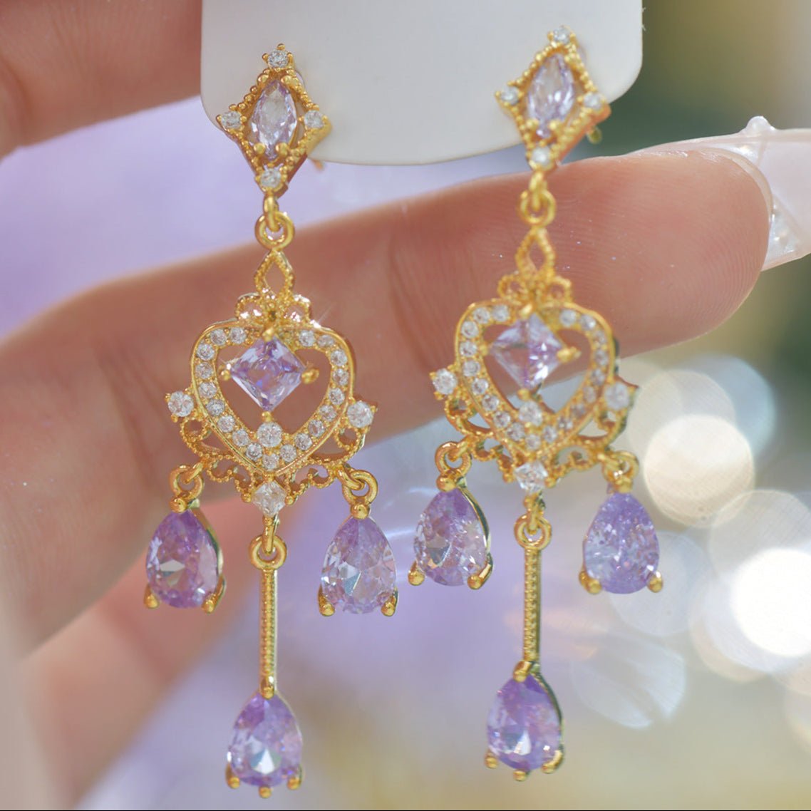 Violet Chandelier Earrings - Hypoallergenic - Abbott Atelier