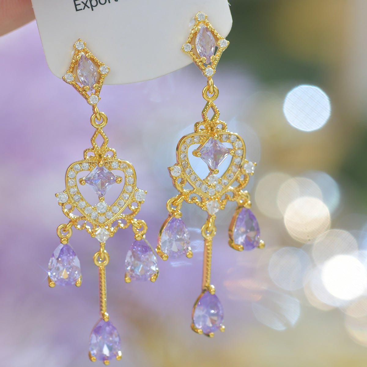 Violet Chandelier Earrings - Hypoallergenic - Abbott Atelier
