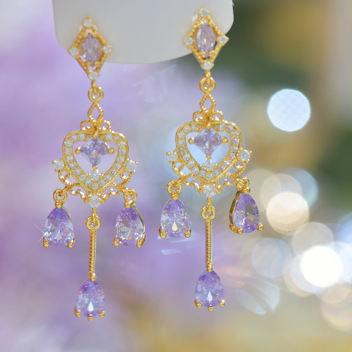 Violet Chandelier Earrings - Hypoallergenic - Abbott Atelier