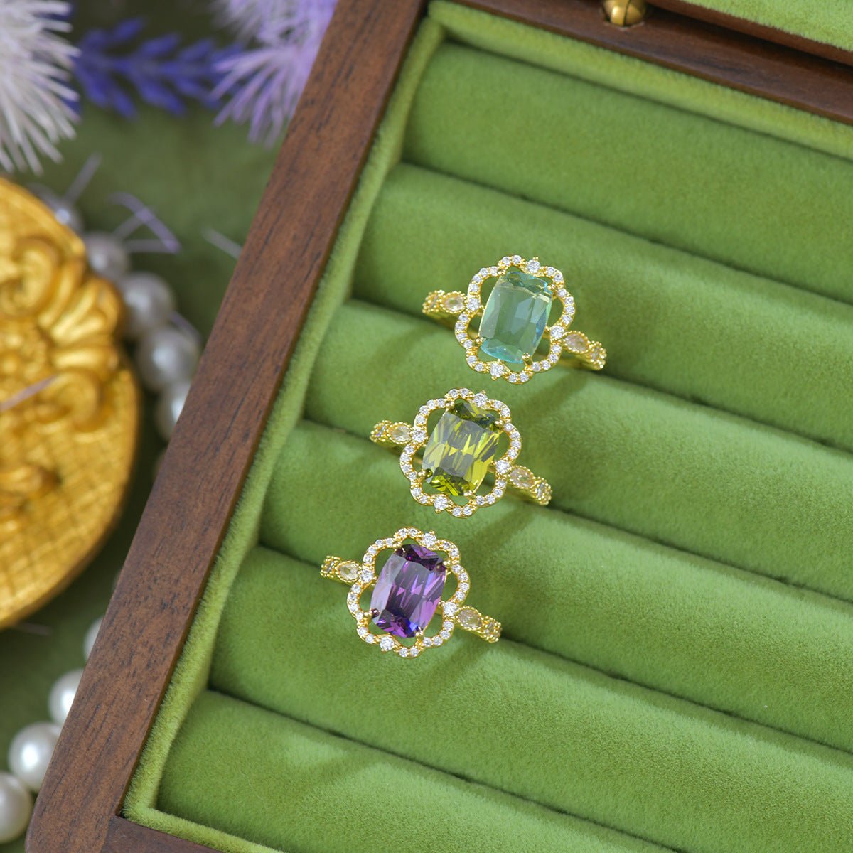 Violet Fleur Royale Ring - Gold - Plated - Abbott Atelier