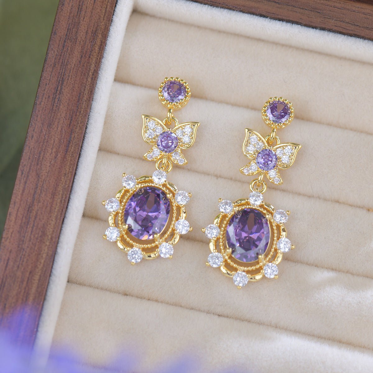 Violet Flutter Earrings - Gold Plated - Abbott Atelier