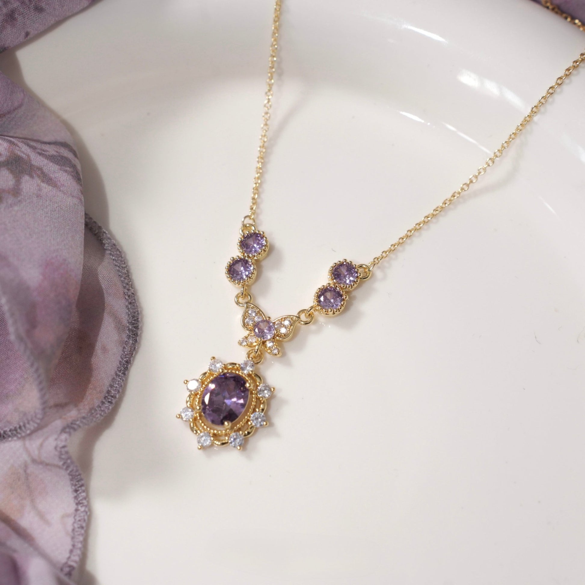 Violet Flutter Necklace - Gold Plated - Abbott Atelier