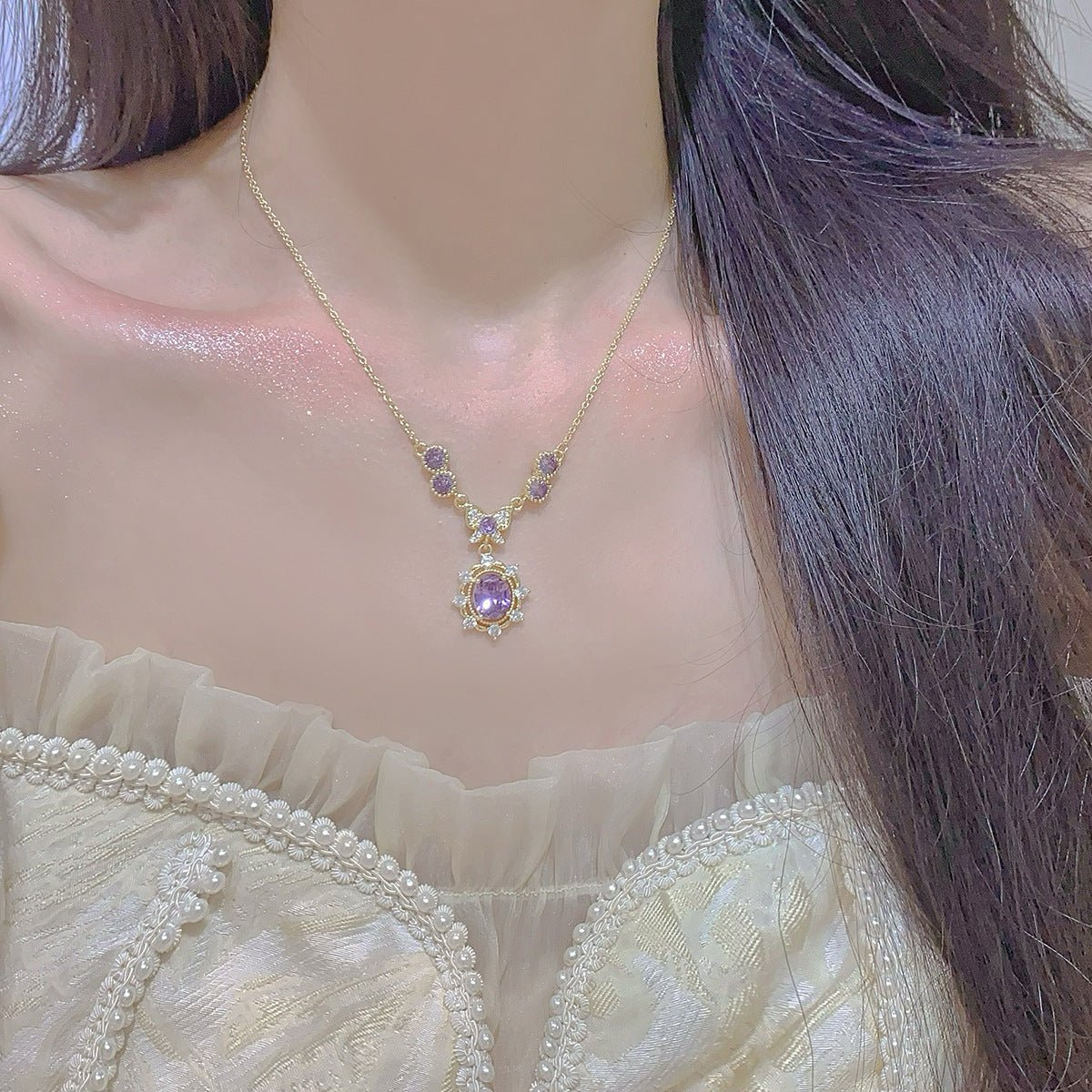 Violet Flutter Necklace - Gold Plated - Abbott Atelier