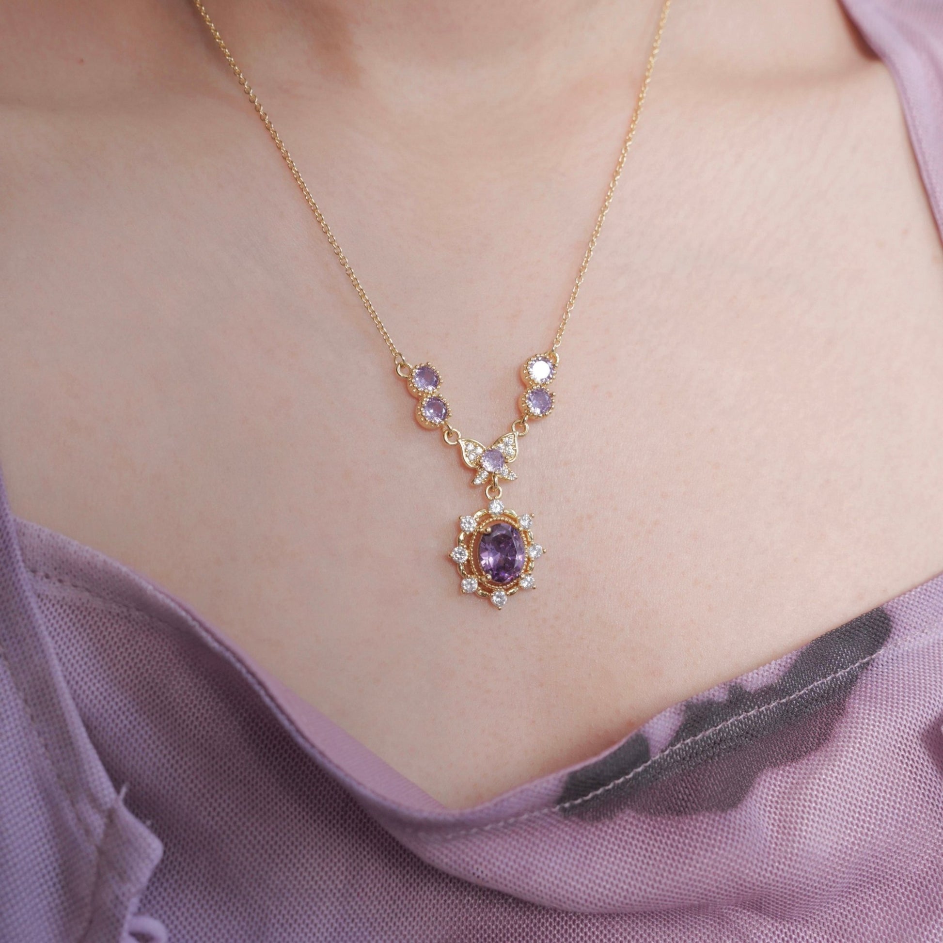 Violet Flutter Necklace - Gold Plated - Abbott Atelier