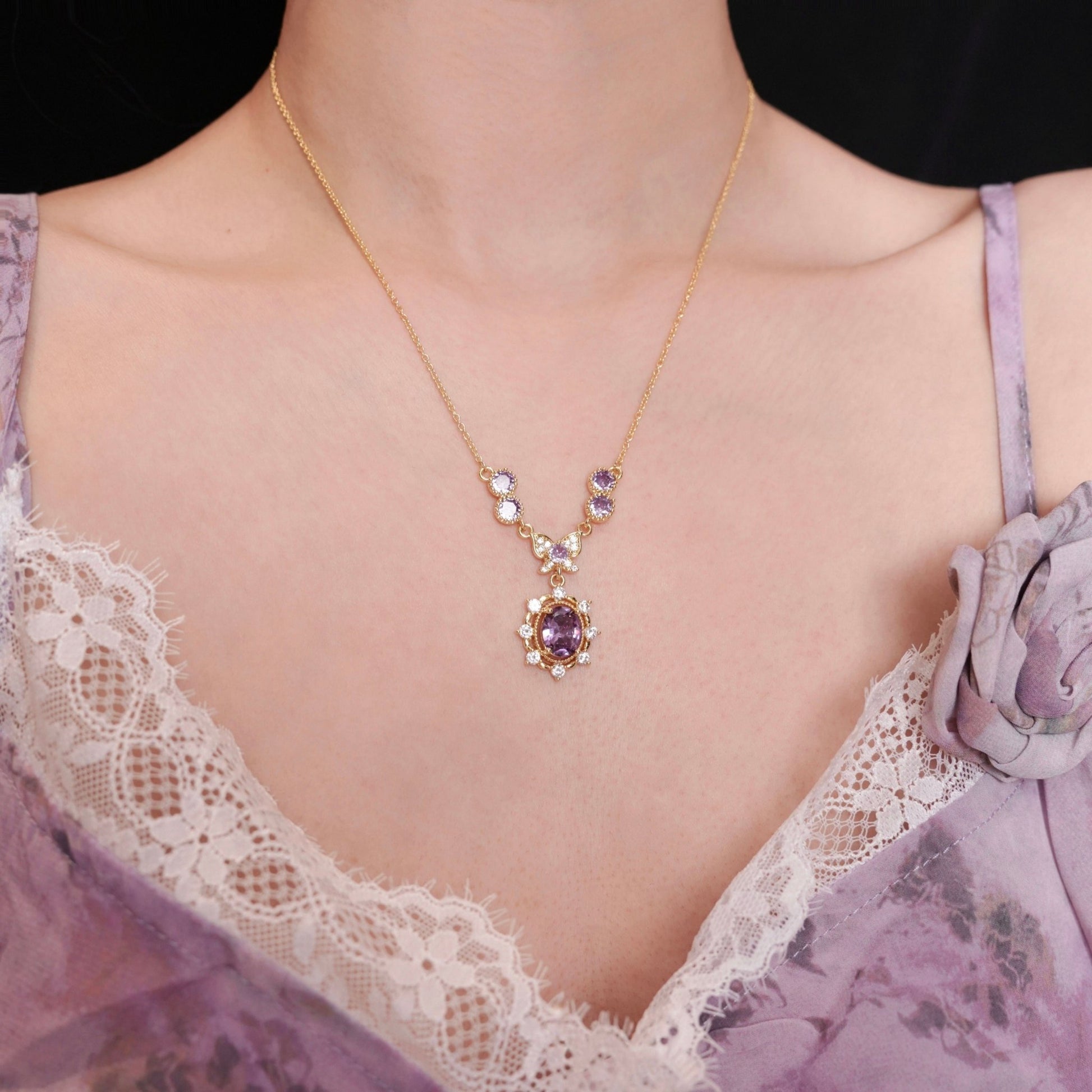 Violet Flutter Necklace - Gold Plated - Abbott Atelier