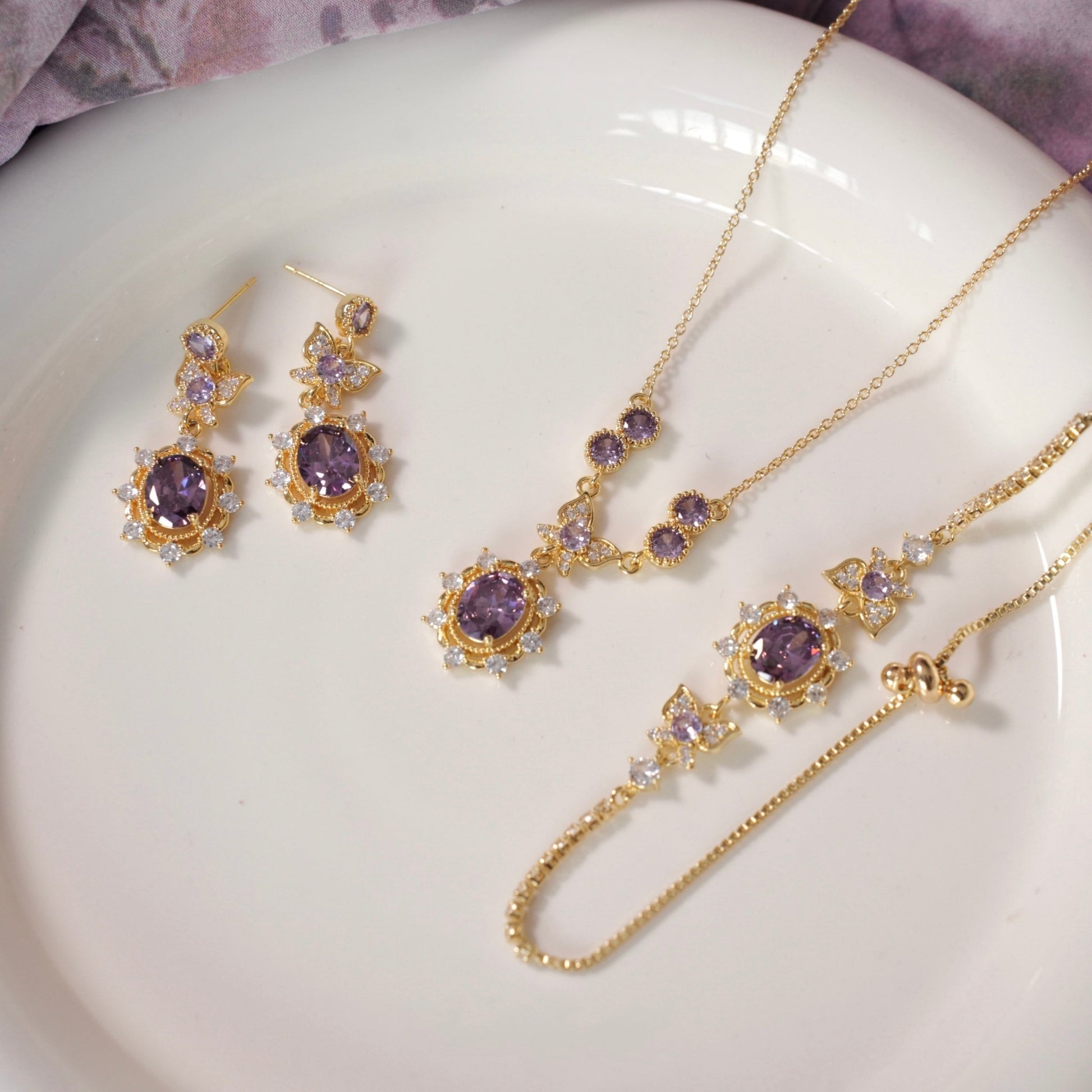 Violet Flutter Necklace - Gold Plated - Abbott Atelier
