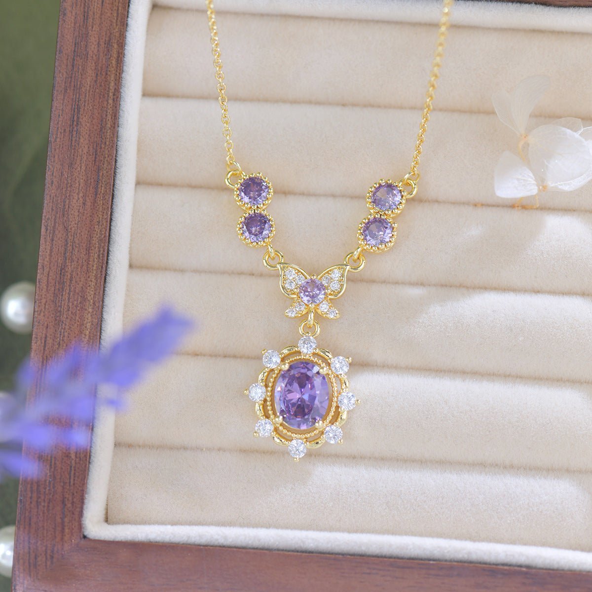 Violet Flutter Necklace - Gold Plated - Abbott Atelier