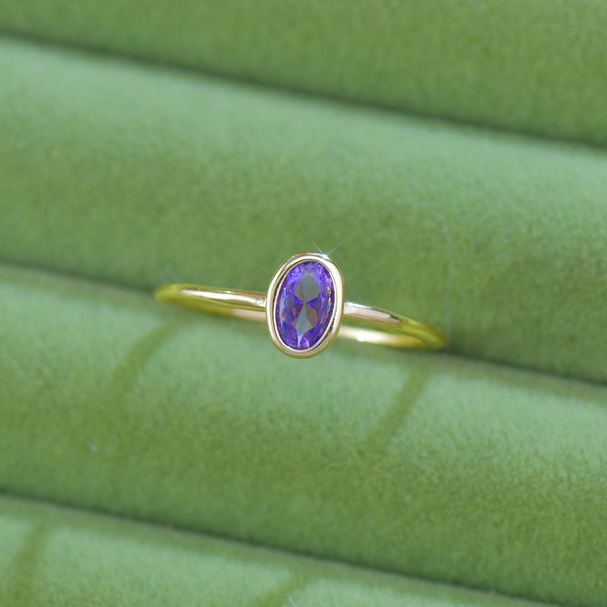 Violet Oval Bezel Ring - Gold - Plated - Abbott Atelier