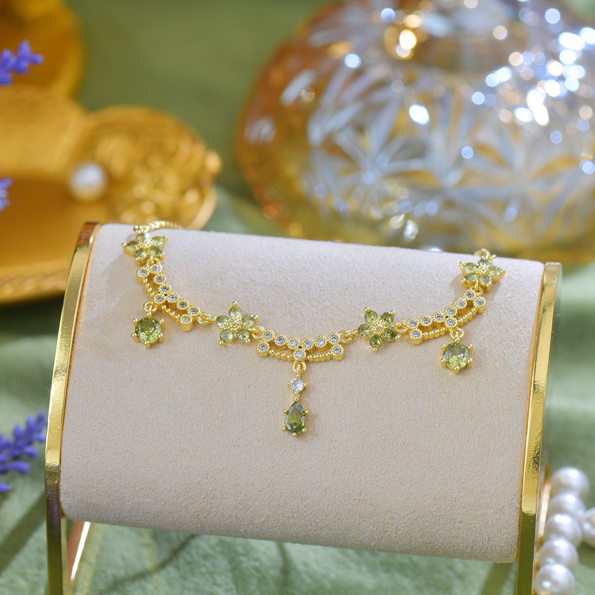 Wildflower Serenade Bracelet in Green - Gold Plated - Abbott Atelier