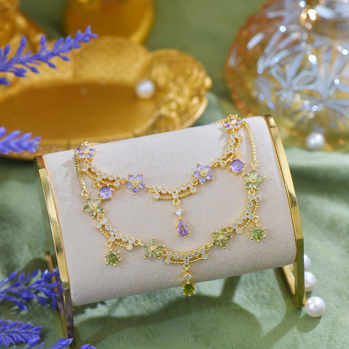 Wildflower Serenade Bracelet in Purple - Gold Plated - Abbott Atelier