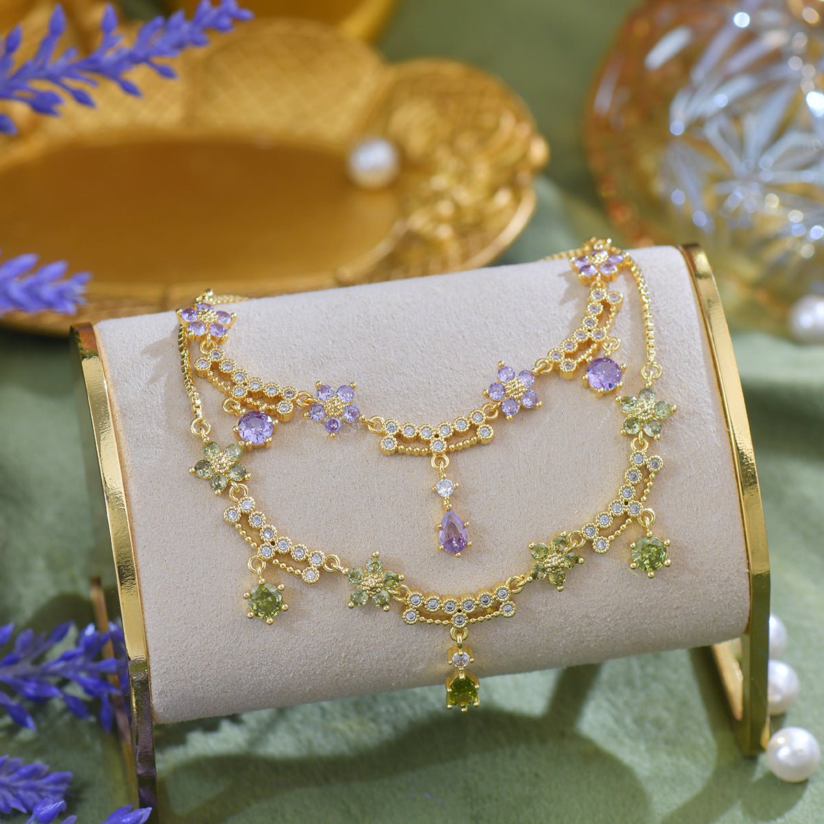 Wildflower Serenade Bracelet in Purple - Gold Plated - Abbott Atelier
