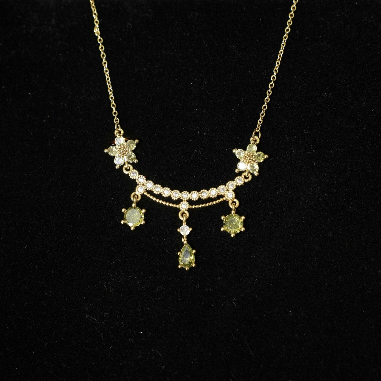 Wildflower Serenade Necklace in Green - Gold Plated - Abbott Atelier