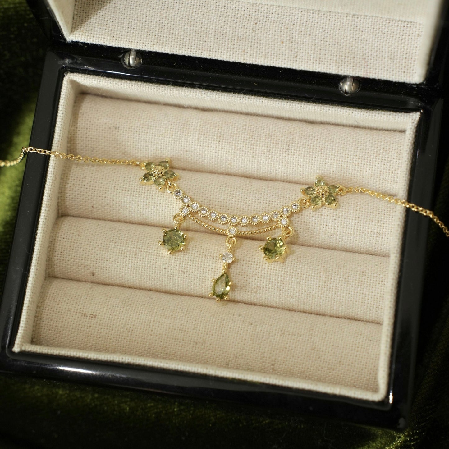 Wildflower Serenade Necklace in Green - Gold Plated - Abbott Atelier