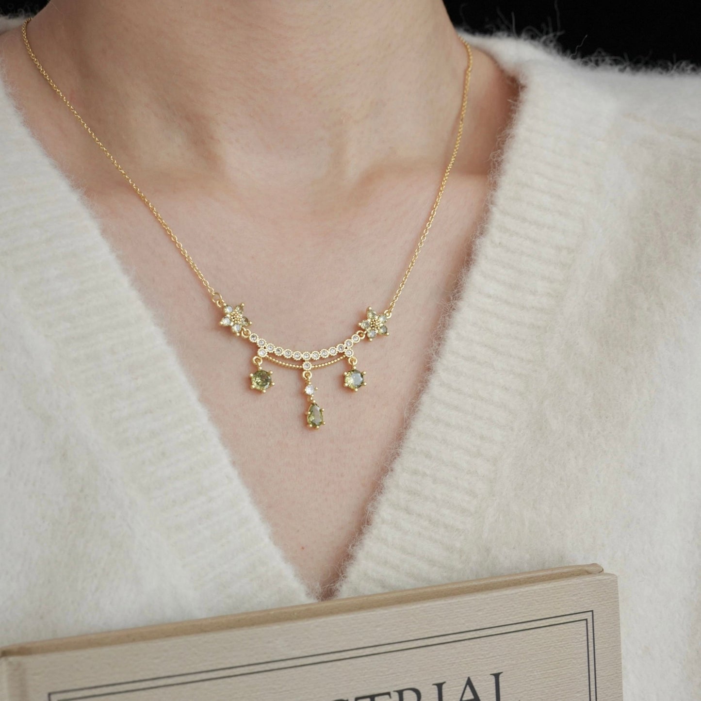 Wildflower Serenade Necklace in Green - Gold Plated - Abbott Atelier