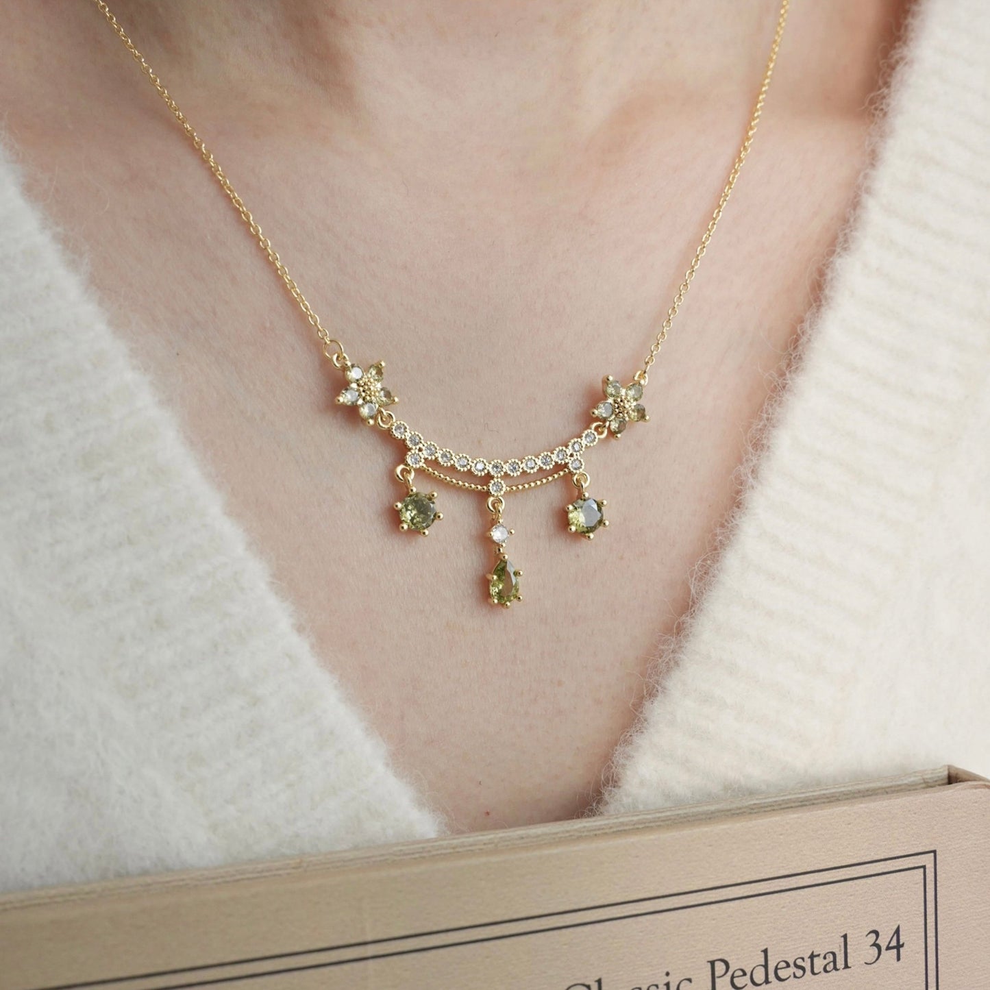 Wildflower Serenade Necklace in Green - Gold Plated - Abbott Atelier