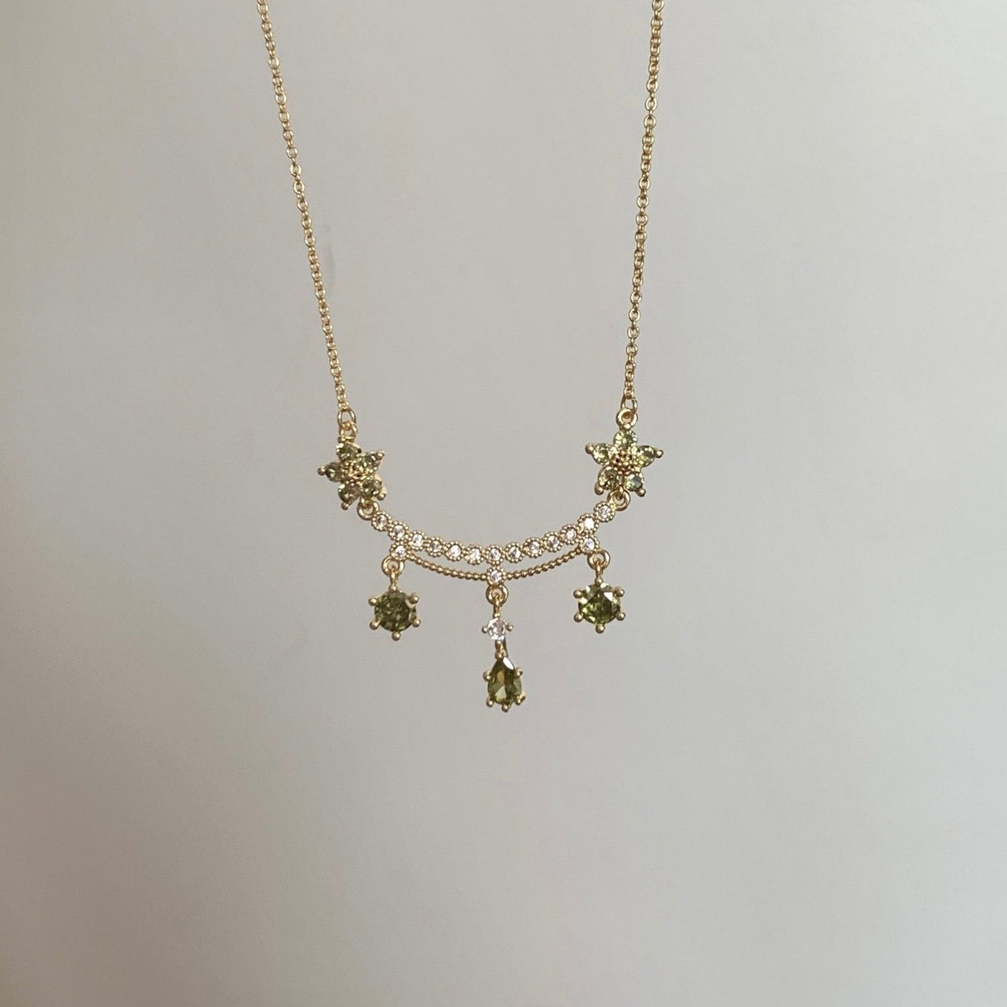 Wildflower Serenade Necklace in Green - Gold Plated - Abbott Atelier