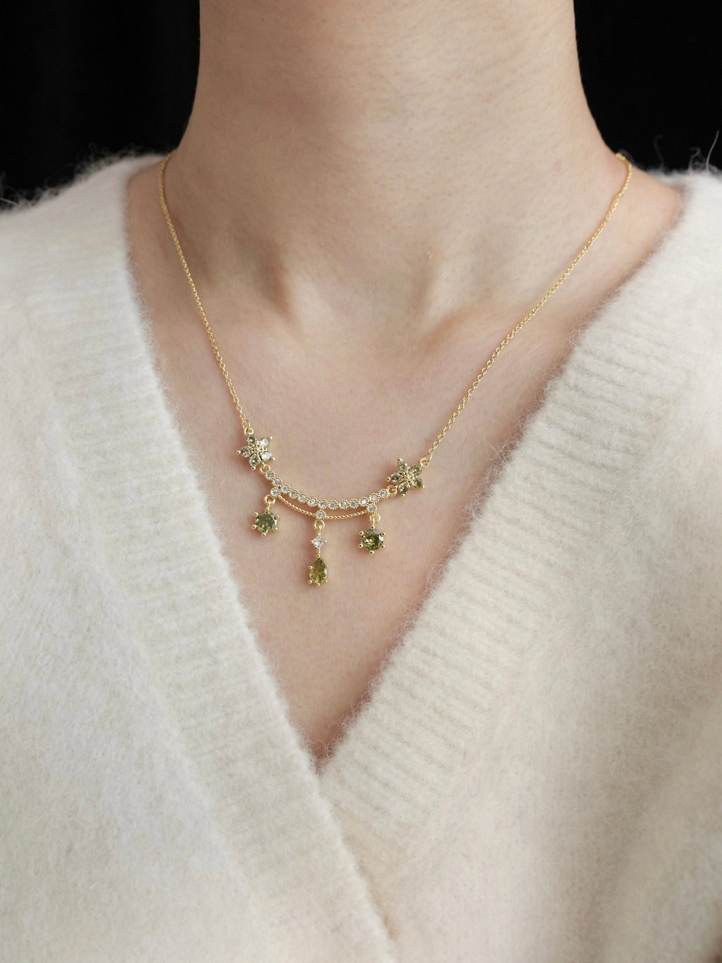Wildflower Serenade Necklace in Green - Gold Plated - Abbott Atelier