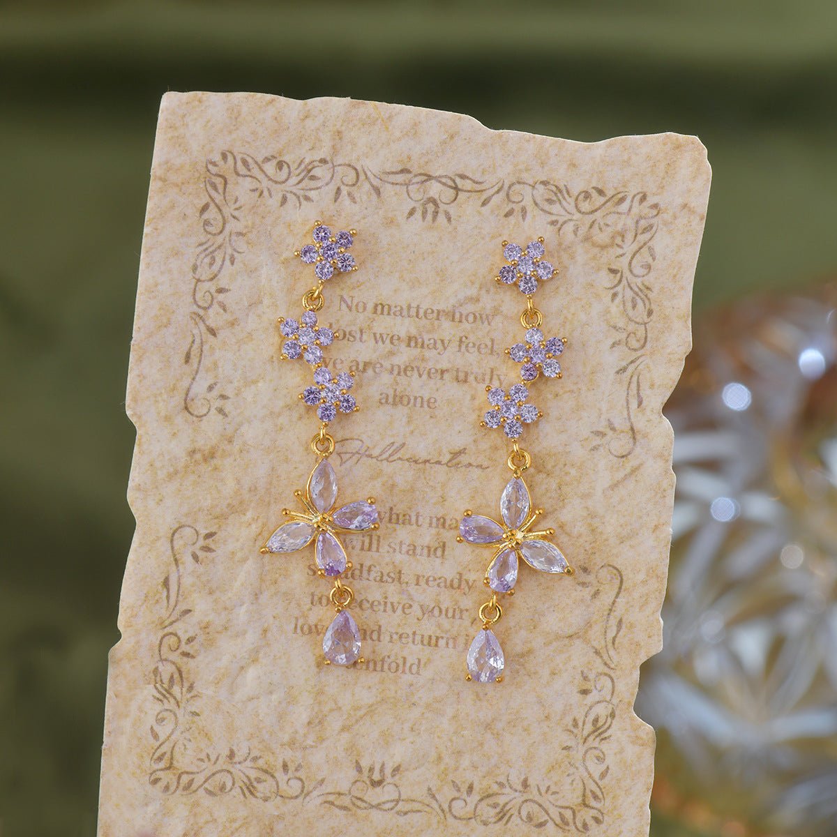 Wisteria Butterfly Drop Earrings - Gold Plated - Abbott Atelier