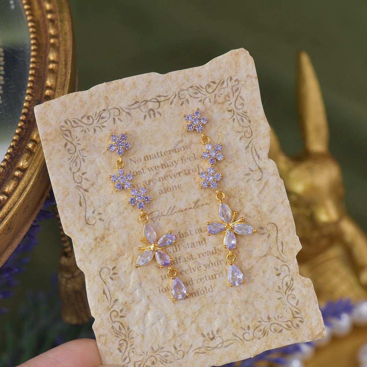 Wisteria Butterfly Drop Earrings - Gold Plated - Abbott Atelier