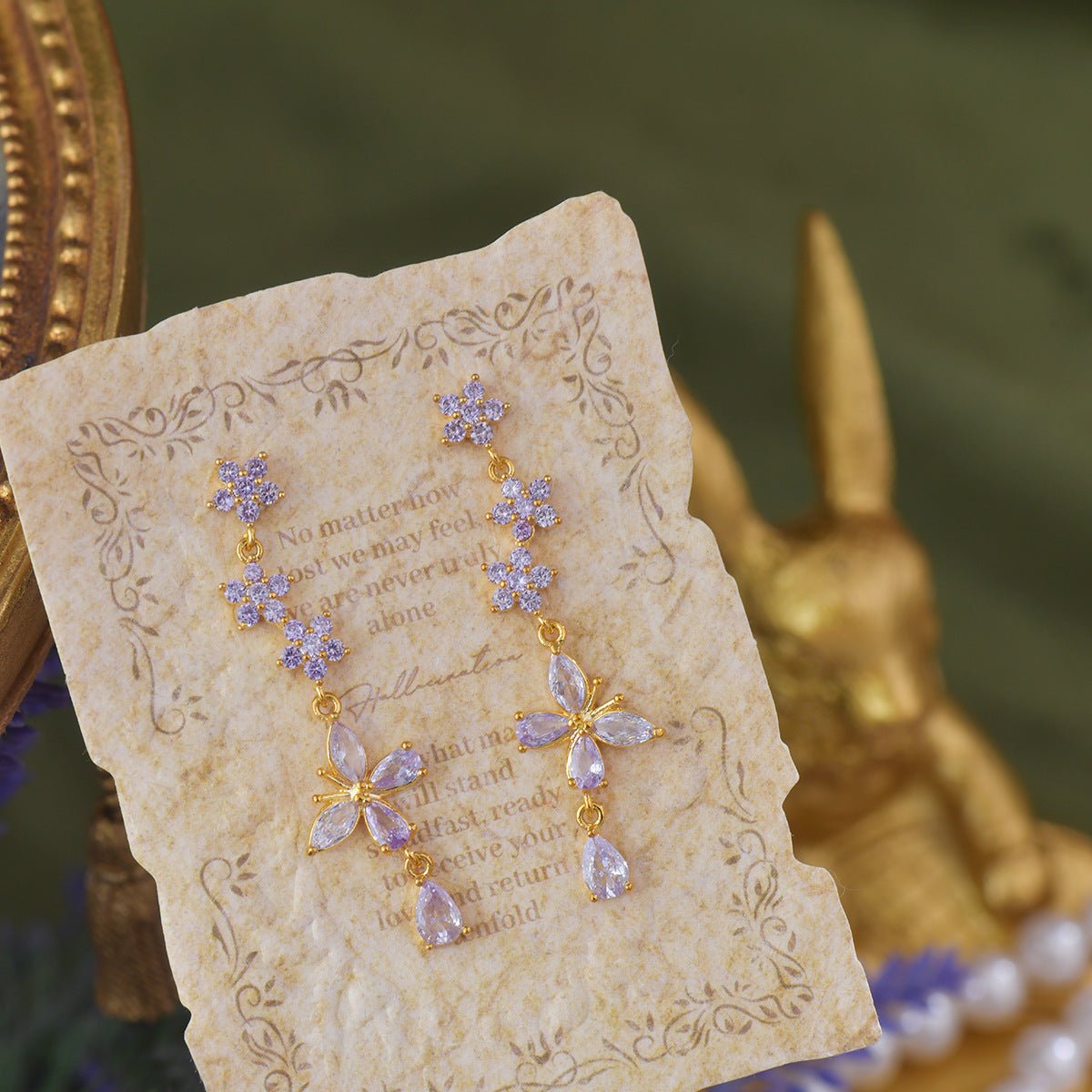 Wisteria Butterfly Drop Earrings - Gold Plated - Abbott Atelier