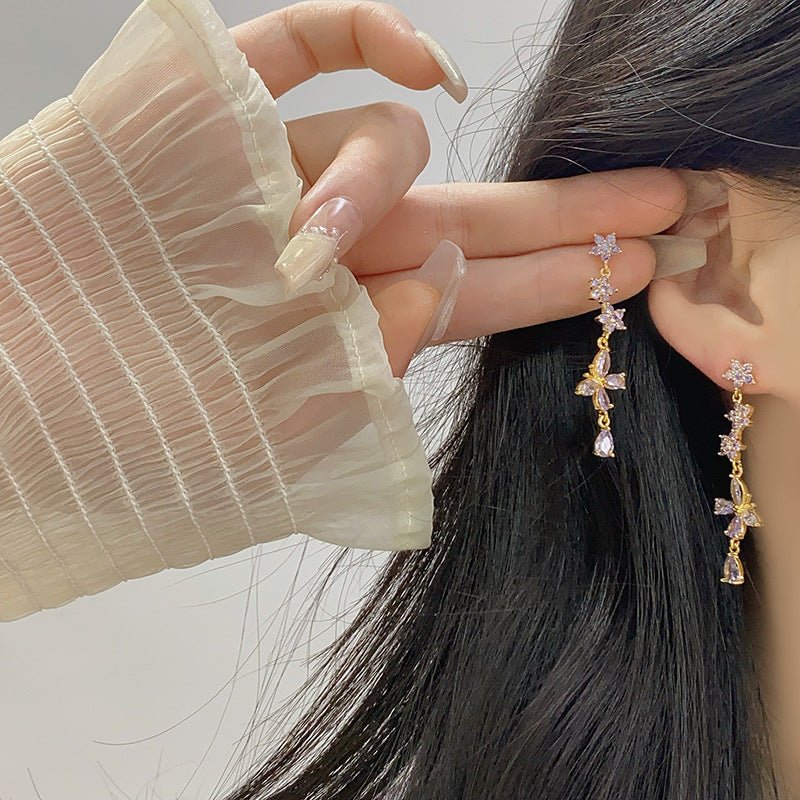 Wisteria Butterfly Drop Earrings - Gold Plated - Abbott Atelier