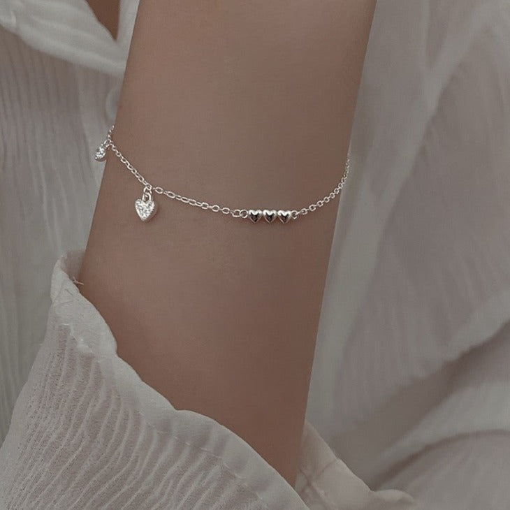 Silver Heart Bracelet (Solid Silver)