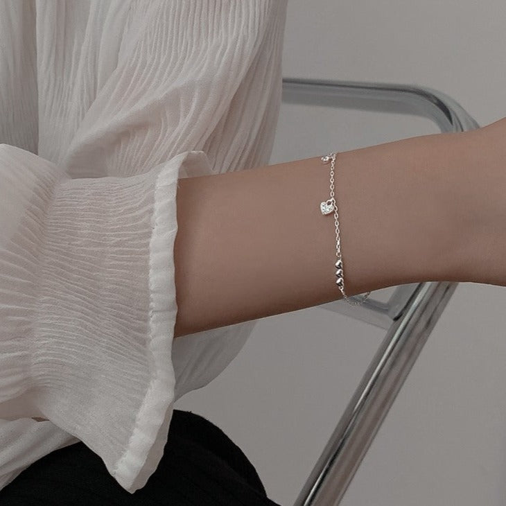 Silver Heart Bracelet (Solid Silver)
