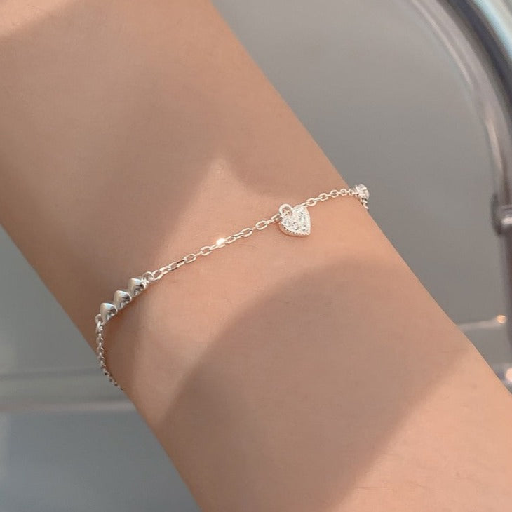 Silver Heart Bracelet (Solid Silver)