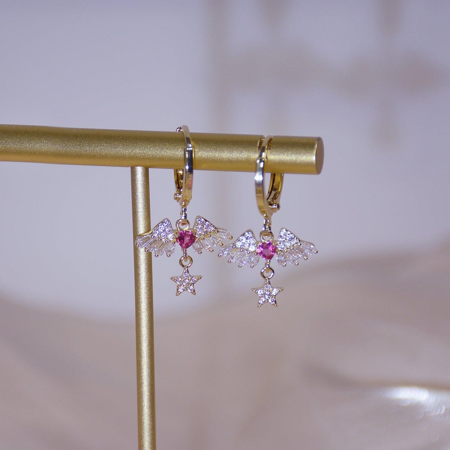 Heart & Wings Huggie Earrings 293 - Abbott Atelier