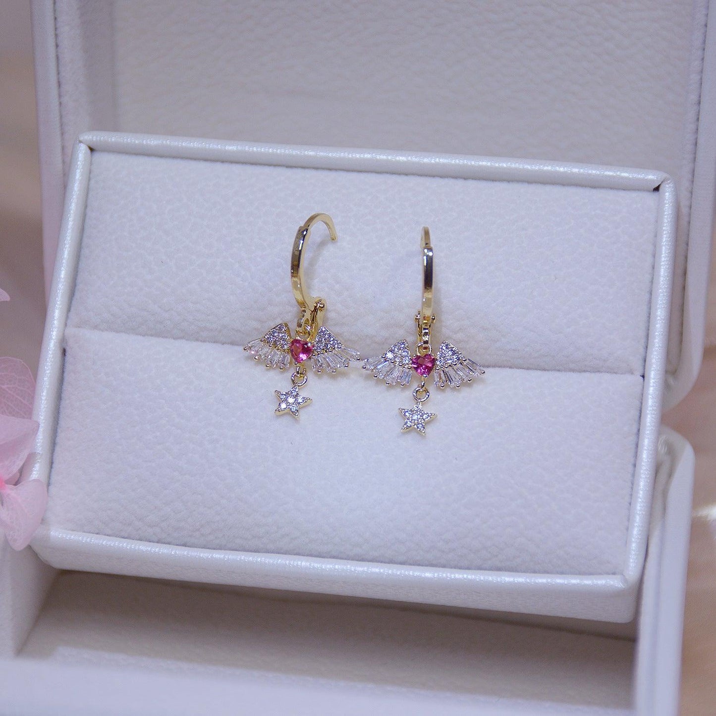 Heart & Wings Huggie Earrings 293 - Abbott Atelier