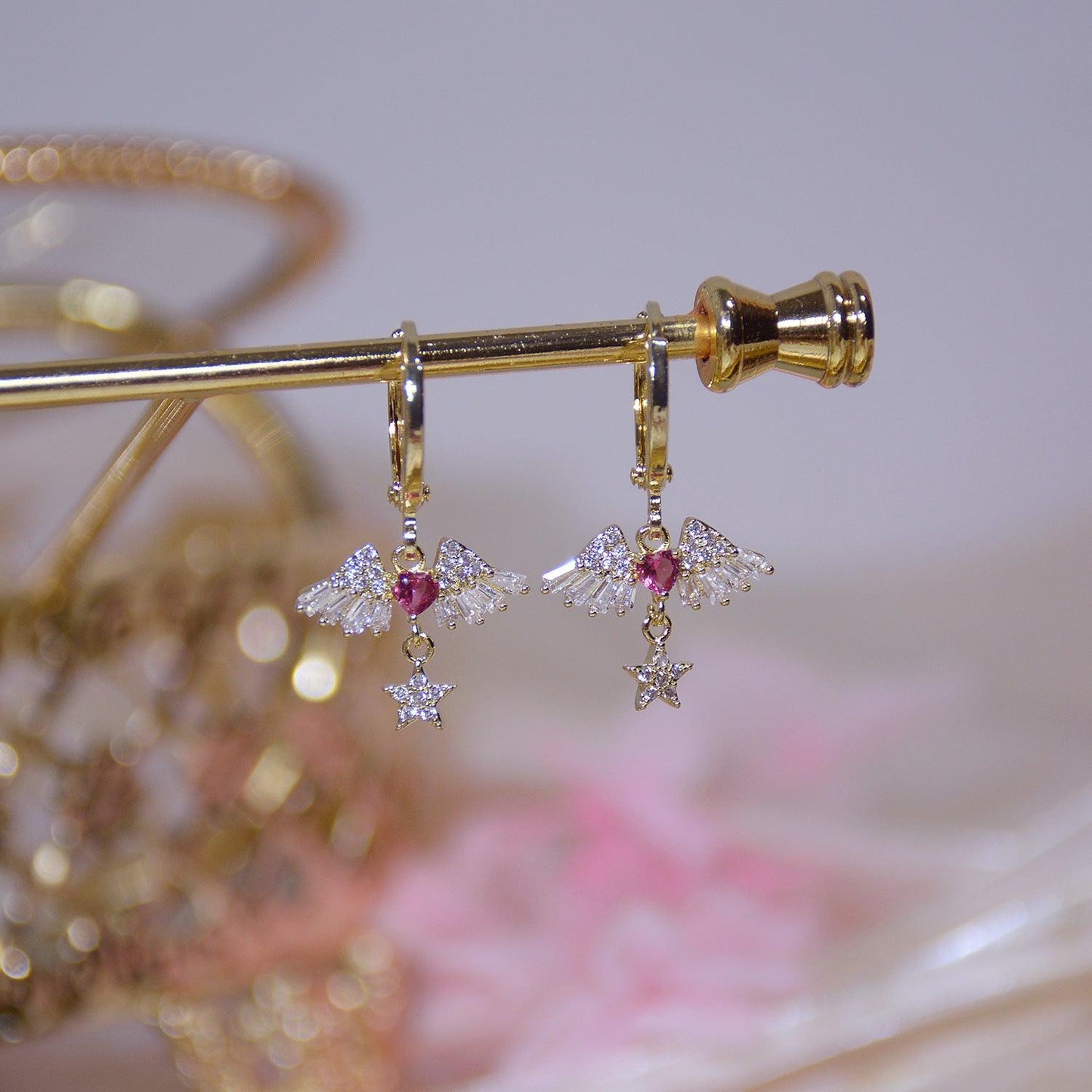 Heart & Wings Huggie Earrings 293 - Abbott Atelier