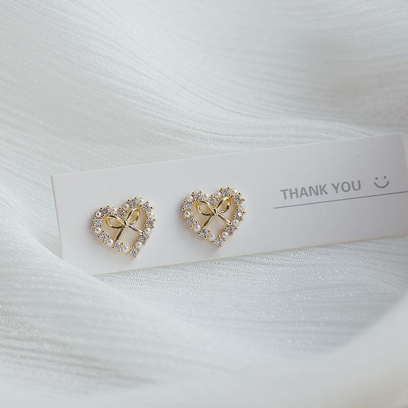 Heart & Bow Stud Earrings 367 - Abbott Atelier