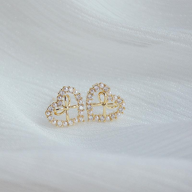 Heart & Bow Stud Earrings 367 - Abbott Atelier