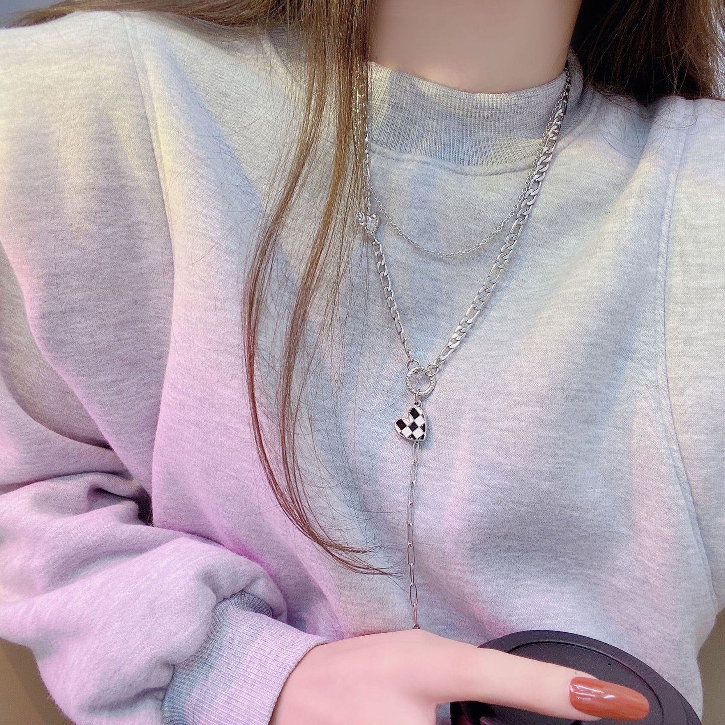 Checkered Heart Necklace