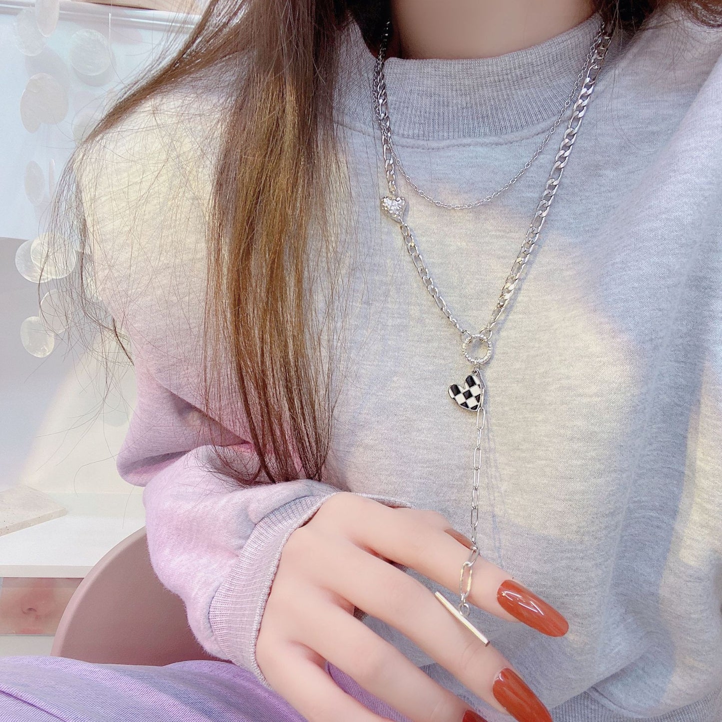 Checkered Heart Necklace