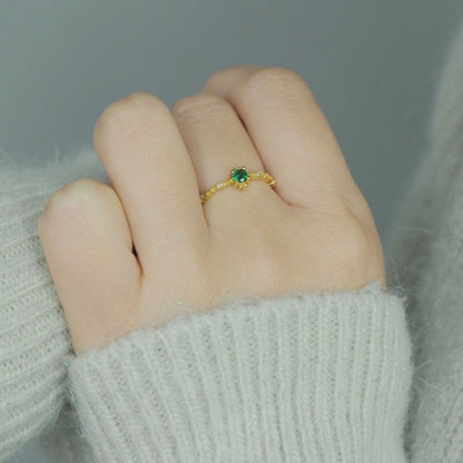Emerald Ring (Solid Silver) - Diana