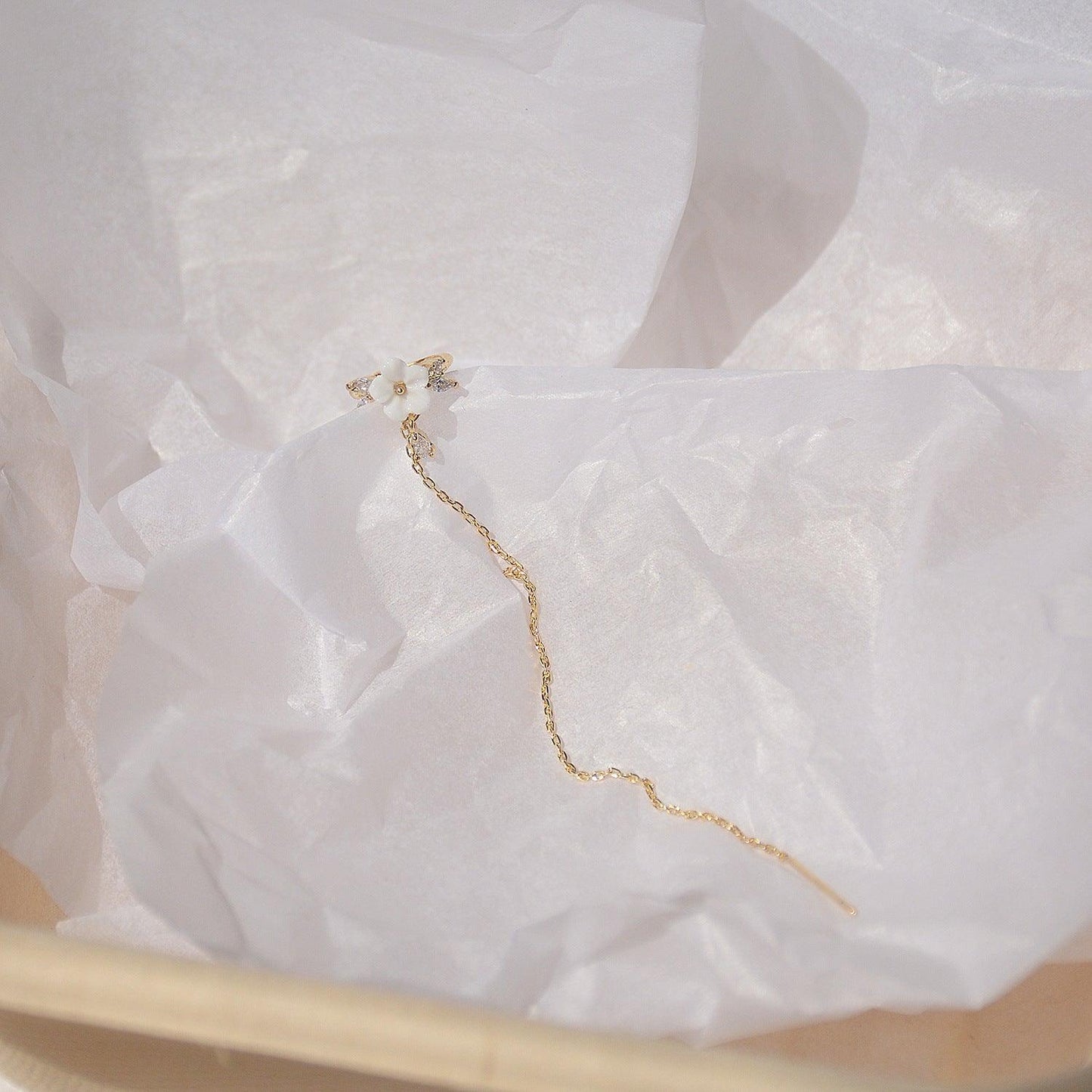 Cherry Blossom Threader Earring - Gold - Plated - Abbott Atelier