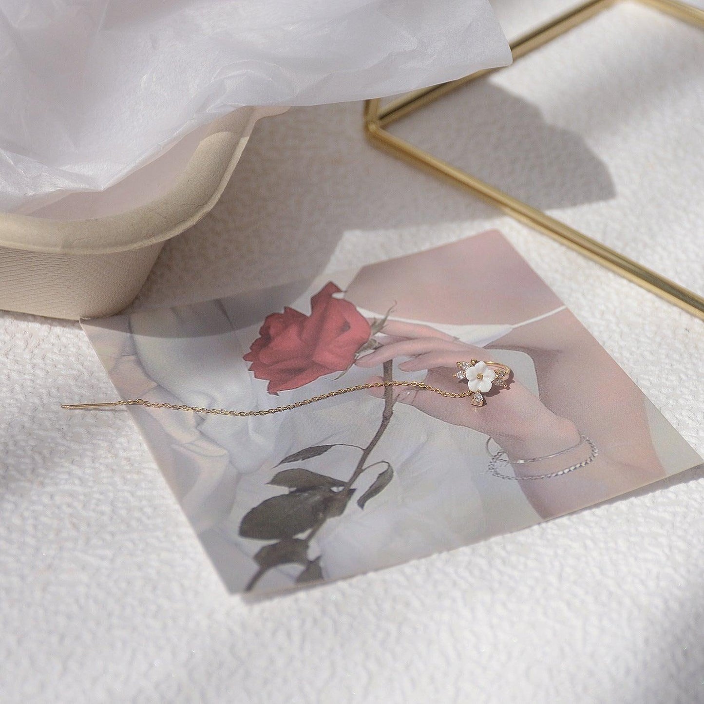 Cherry Blossom Threader Earring - Gold - Plated - Abbott Atelier