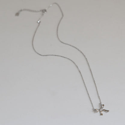 Bow Necklace (Solid Silver) - Loretta
